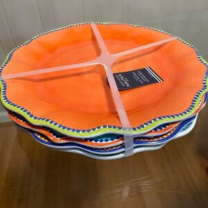 Brand New Set Of 4  10.5” Dinner Plates Deferent Color.